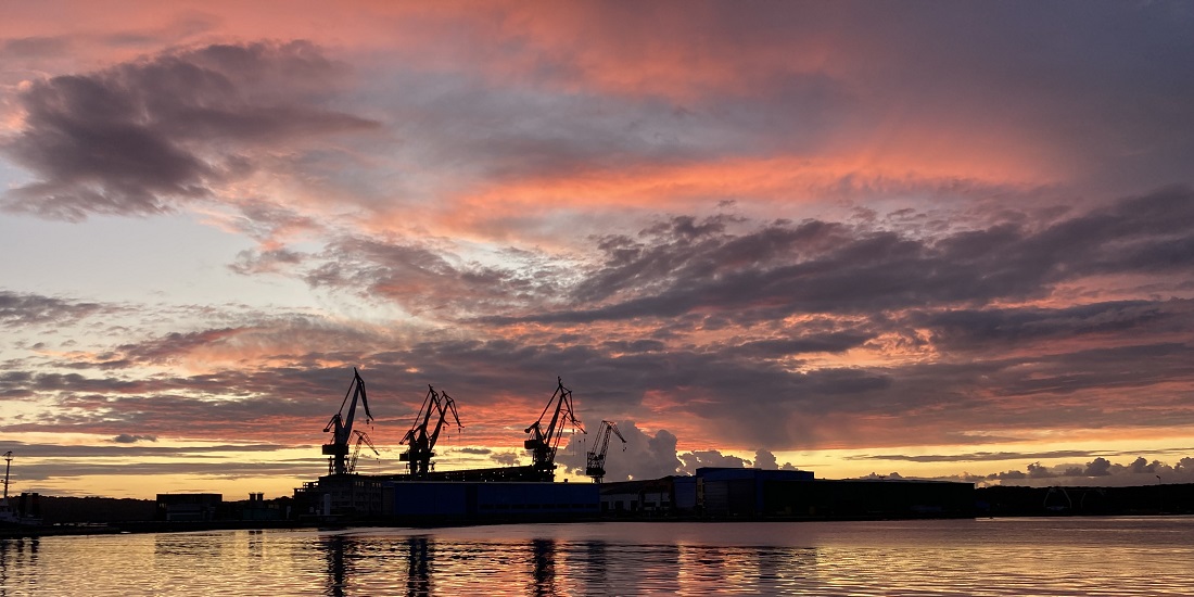 Sunset photographed from Pula port on 30 August at 19:55